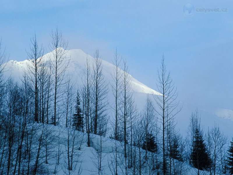 Foto: Mountain Peak Rising Through Morning Fog, Glacier National Park, Canada